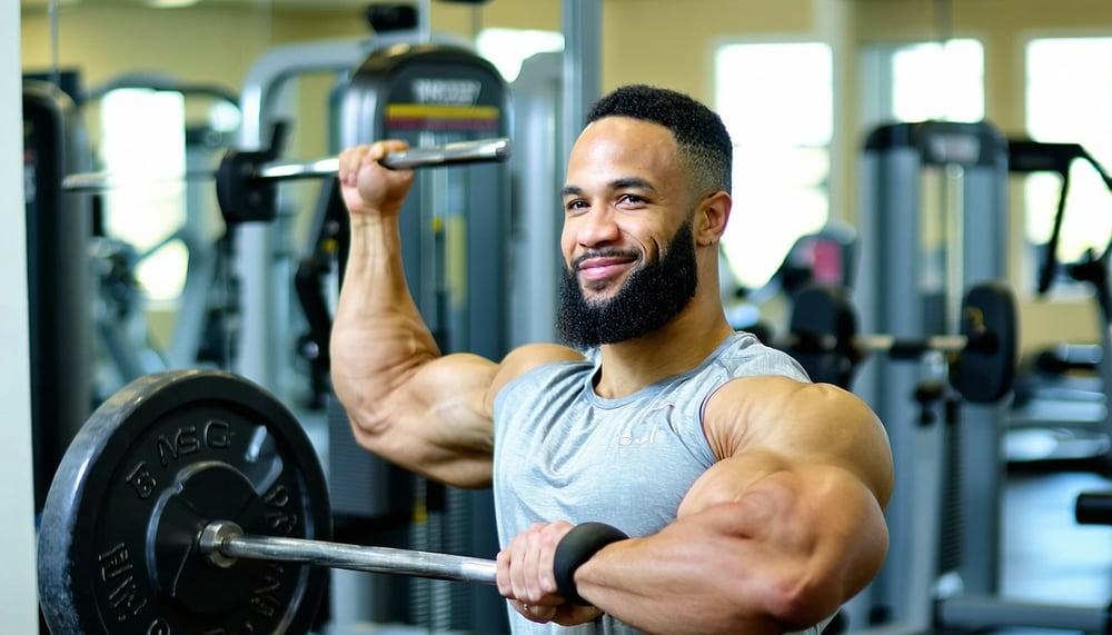 Personal trainer assisting client with workout at DMV Fitness